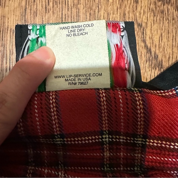 Vintage Lip Service Red Plaid Pleated Mini Skirt Medium Gothic Grunge unlined - Picture 6 of 10